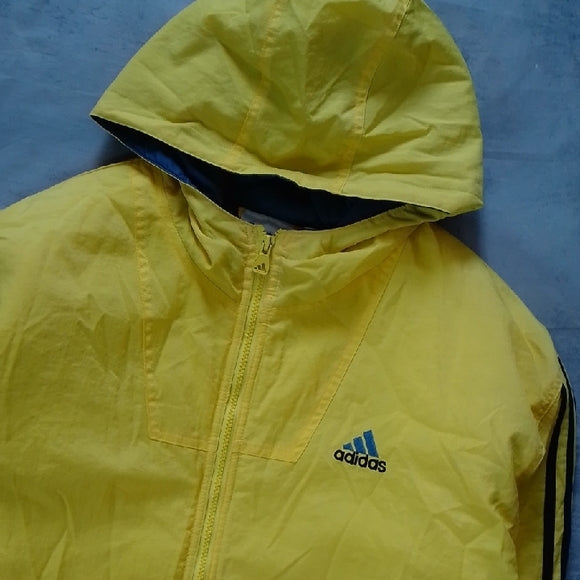 VINTAGE 90s ADIDAS YELLOW ESSENTIAL WINTER JACKET WITH HOOD