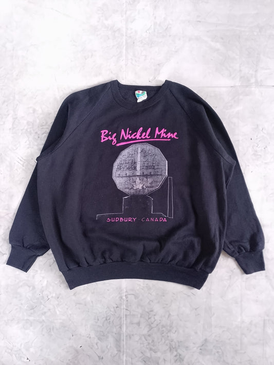 Vintage 90s Big Nickel Mine Sudbury Canada Black Crewneck Sweatshirt