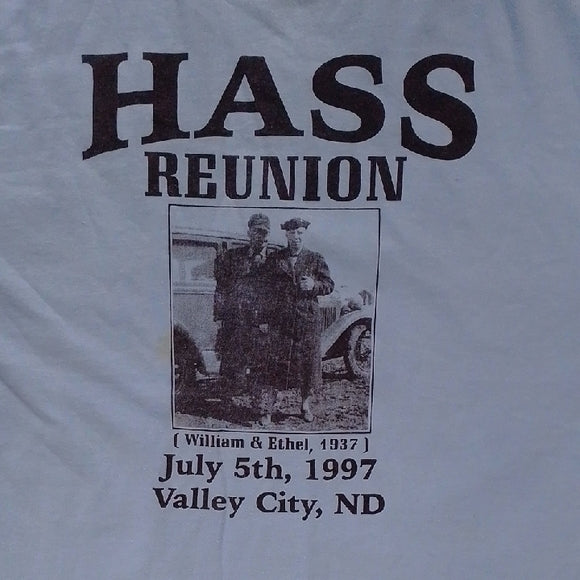 Vintage 1997 Hass Family Reunion T-Shirt – Valley City, ND – Single Stitch