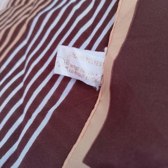 Vintage Monique Martin Heritage Geometric Scarf Brown Orange White Made in Italy
