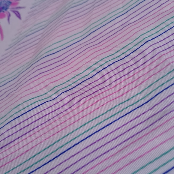 Vintage Floral Silk Scarf Purple White Square Scarf 26” Retro Neck Head Scarf