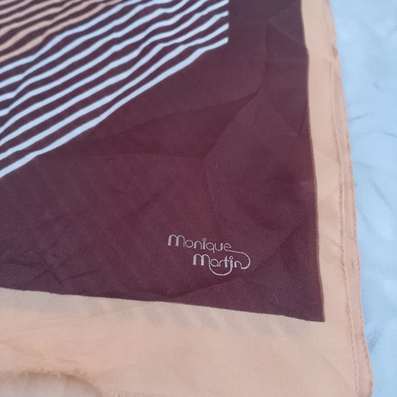 Vintage Monique Martin Heritage Geometric Scarf Brown Orange White Made in Italy