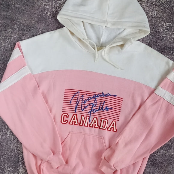 Vintage 80s NIAGARA FALLS PINK/WHITE Graphic Hoodie