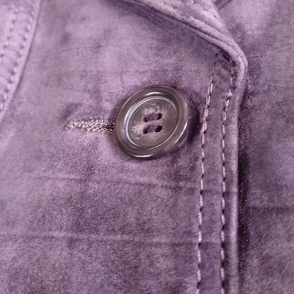 Danier Leather Suede Button-Front Blazer Jacket - Deep Purple