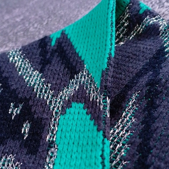 VINTAGE 90s Vintage Geometric Sweater in Teal and Black