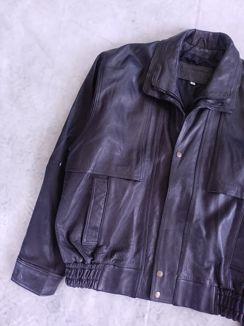 Vintage Men's Black Leather Bomber Jacket