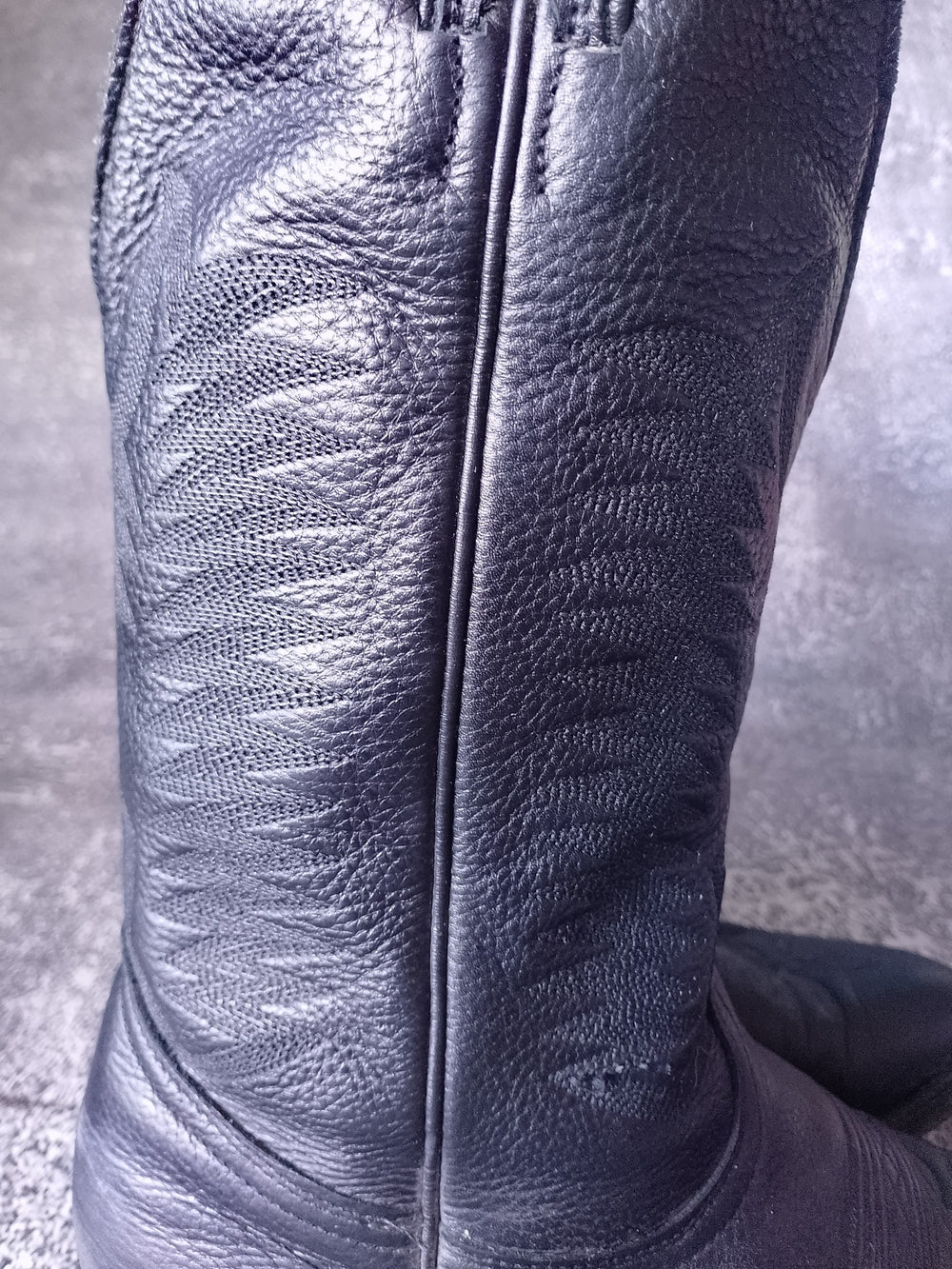 Vintage Boulet Black Leather Western Cowboy Boots, Country Rodeo 3E S J259704 95