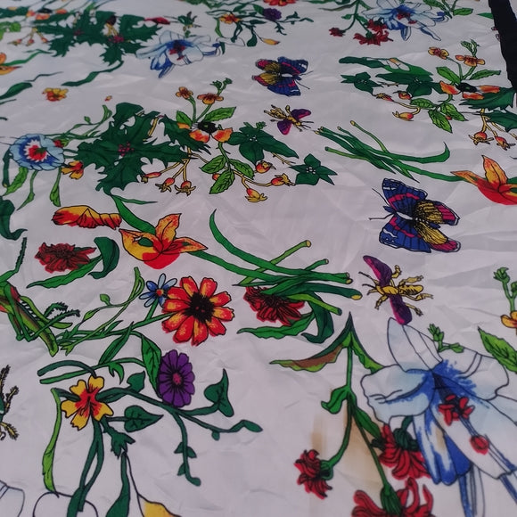 Floral Print Scarf with Black Border