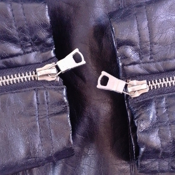 Biker Style Black Faux Leather Jacket