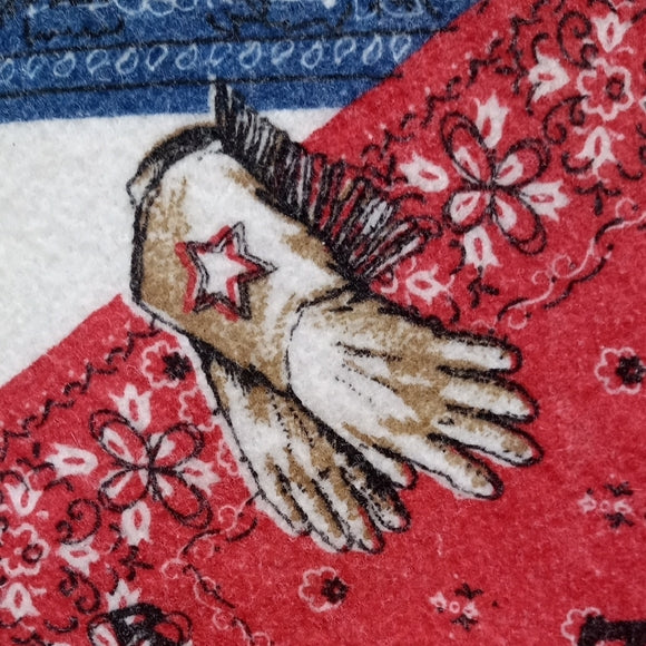 Vintage Cowboy Camp Blanket Beacon Wild West Red White And Blue