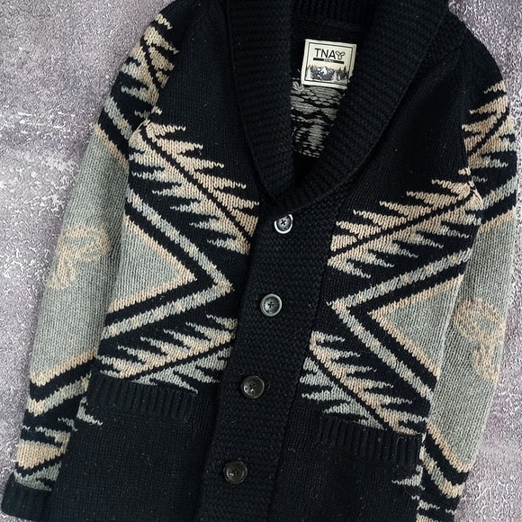 TNA Lambswool Button-Up Sweater Cowichan Aritzia