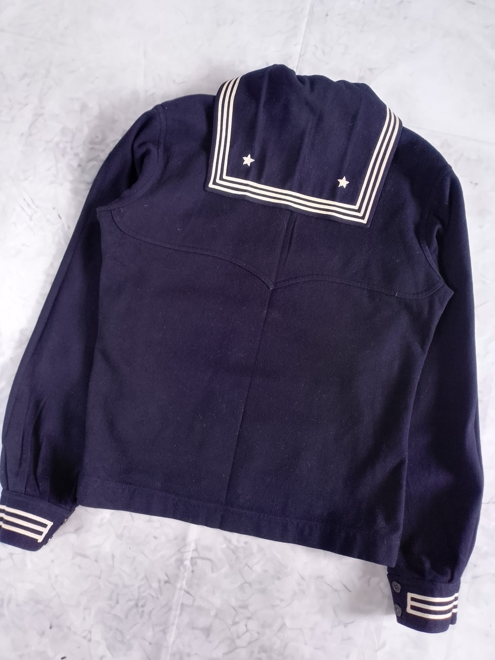 Vintage U.S. Navy Womens Blue Dress Jumper 100% Wool Cracker Jack Uniform Top