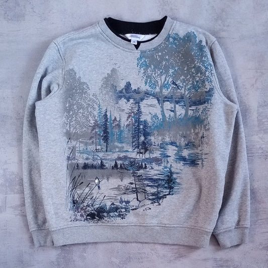 Vintage Nothern Reflections Naturescape Wilderness Wildlife Print Crewneck Sweat