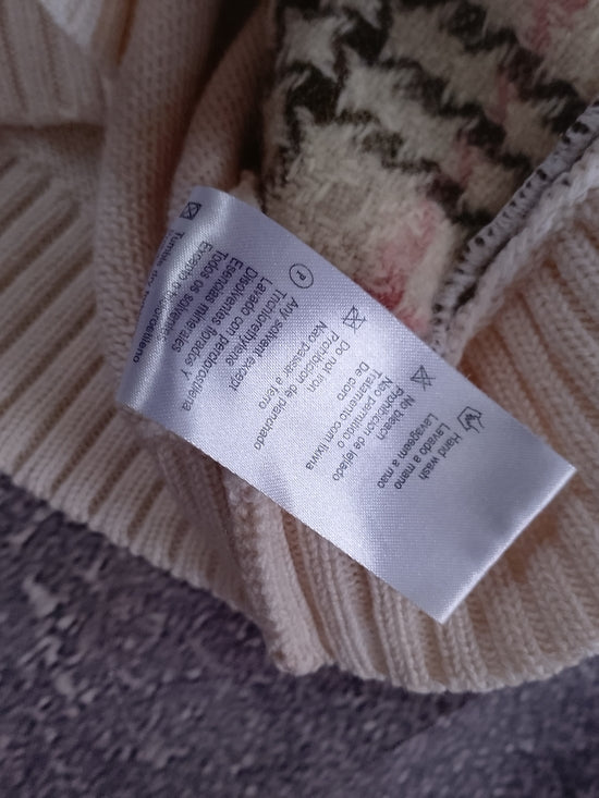 BURBERRY Wool Kids Sweater with Pink & Olive Plaid Front