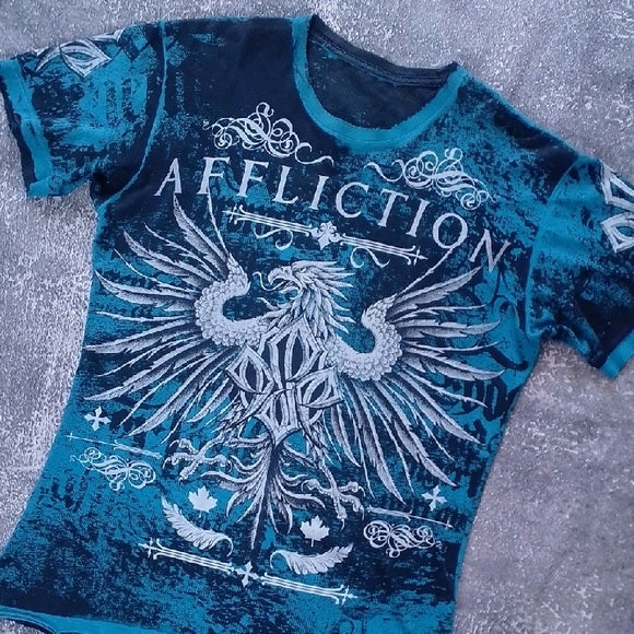 George St.Pierre Affliction Tee - Navy and Red RUSH REVERSIBLE