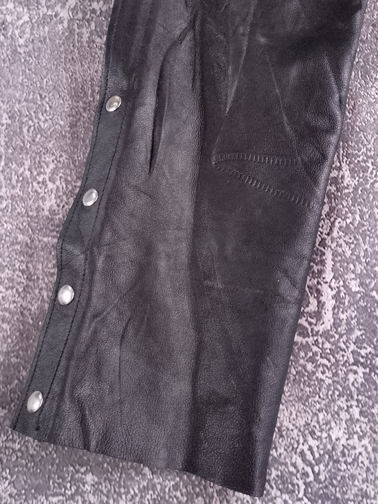 Vintage 90s FMC Black Leather Motorcycle Chaps