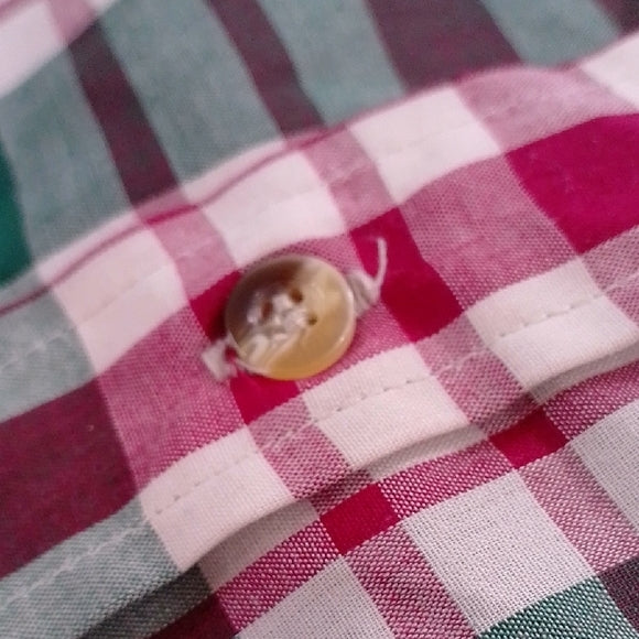 Vintage 90s GRENADIER Green and Red Plaid Button Down Shirt UNISEX