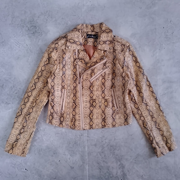 Women's Snake-Print Faux Leather Moto Jacket