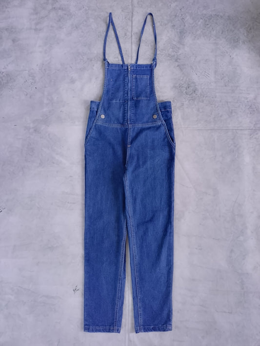 Spaghetti Strap Denim Blue Women's Overalls Jumpsuit
