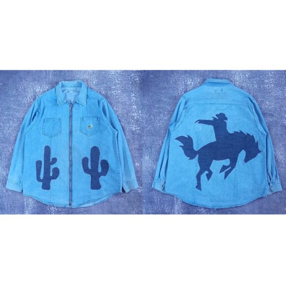 Vintage 90s Cowboy on Horse Silhouette Patch Custom Jacket by DALLAS FABRICS