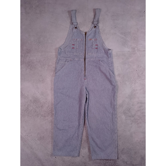 Vintage 1996 Bluenotes Train Conductor Railroad Striped Demim Overalls Workwear