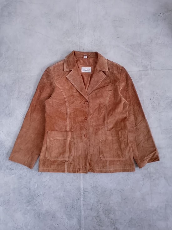 Vintage JESSICA Women's Brown Suede Button-Front Jacket