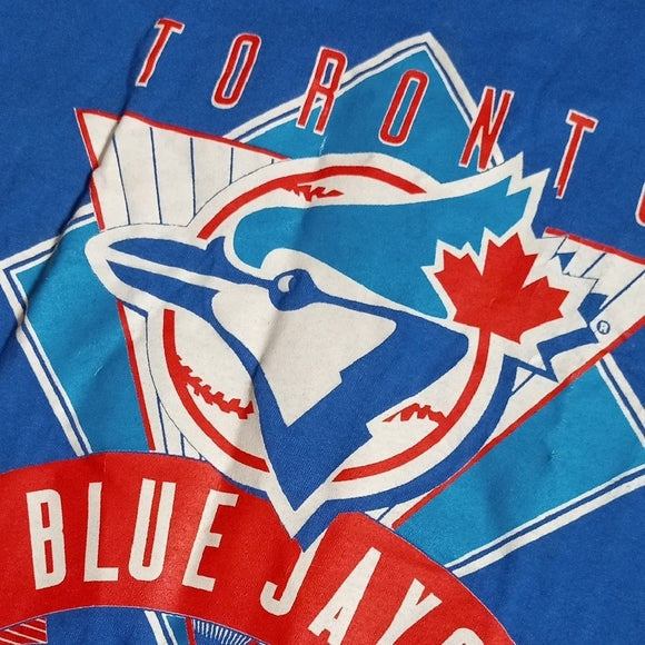 Vintage 1993 Toronto Blue Jays Kids Blue T-Shirt Single Stitch