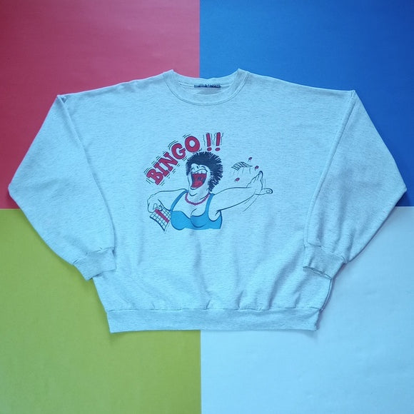 Vintage 90s Women Screaming BINGO Graphic Crewneck Sweater