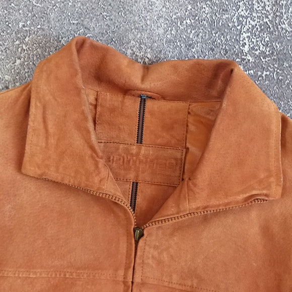 BRITCHES Leather Orange Jacket Zip-Up