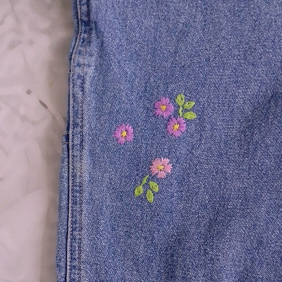 GAP Floral Embroidered Denim Overalls Workwear