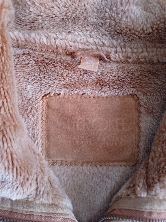 Y2K Cherokee Suede Tan Faux Teddy Shearling Zip Jacket