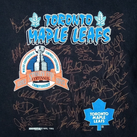 Vintage 1993 NHL Toronto Maple Leafs Autographs Western Conference T-Shirt