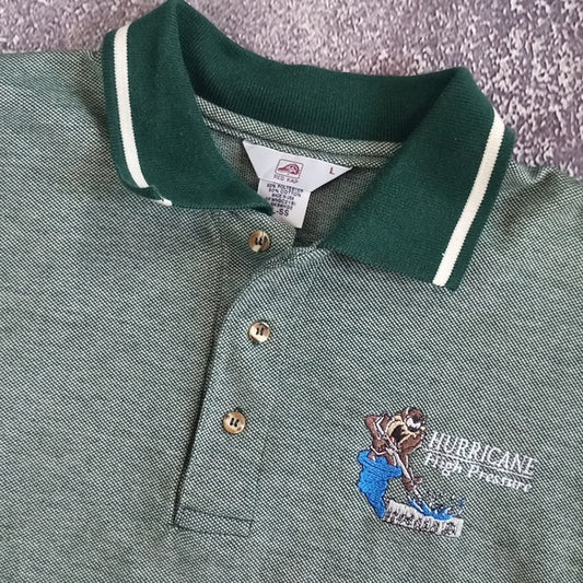 Vintage 90s TAZ LOGO Hurrican High-Pressure Polo T-Shirt