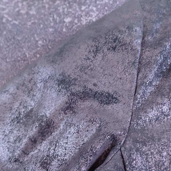 Vintage 90s Metallic Grey Belted Leather Coat