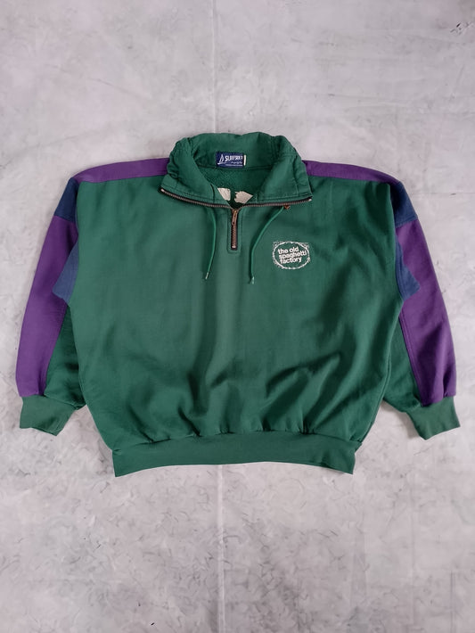Vintage 90s THE OLD SPAGHETTI FACTORY Pasta Wear Quarter-Zip Pullover Sweater
