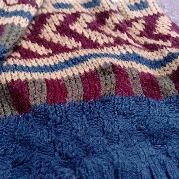 Vintage 90s Fine Line Striped Blue and Cream Sweater