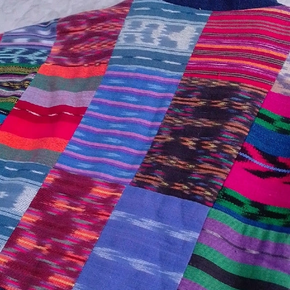 Vintage Handmade Guatemalan Patchwork Jacket – Colourful Cotton Bomber