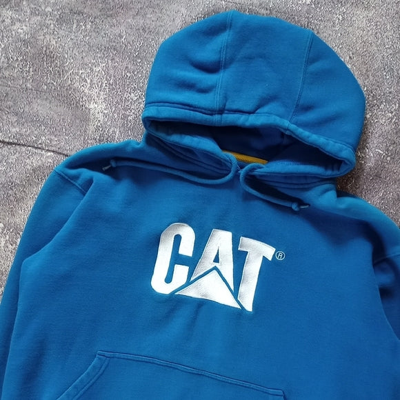 CAT CATERPILLAR Embroidered Blue Hoodie