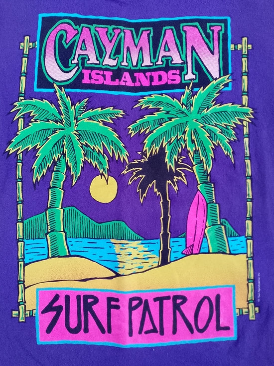 Vintage 90s Cayman Islands Surf Patrol Graphic Tee - Purple Single Stitch