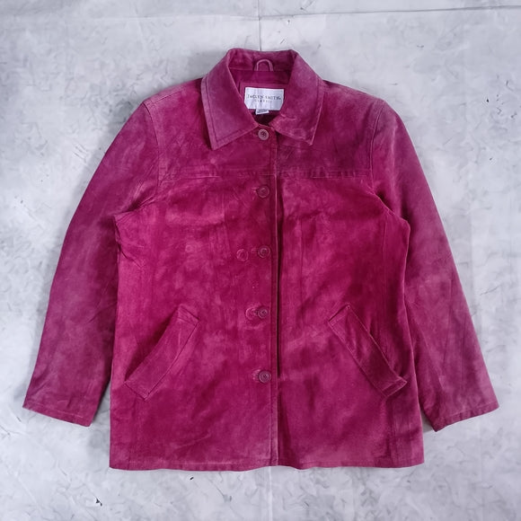 Jaclyn Smith Women’s Suede Button-Up Jacket - Berry Pink