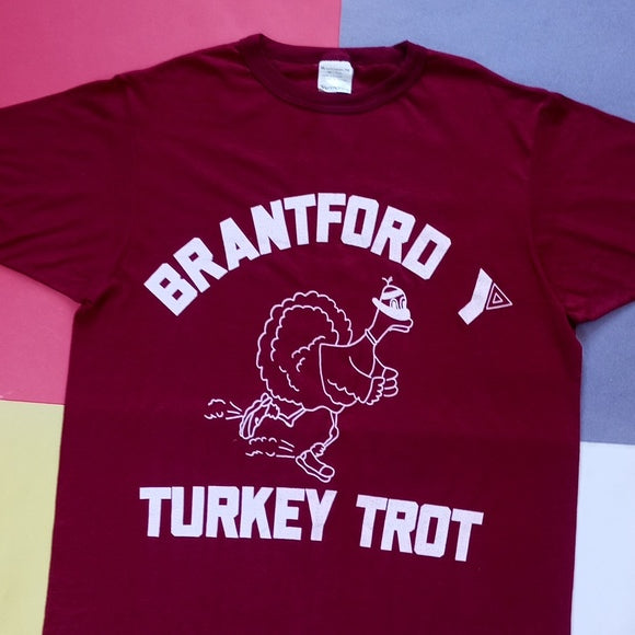 Vintage 90s Branford YMC Turkey Trot "Turkey In Training" Single Stitch T-Shirt