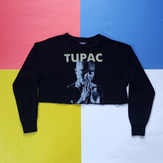 TUPAC Makaveli Praying Hands Graphic Crop Top Shirt