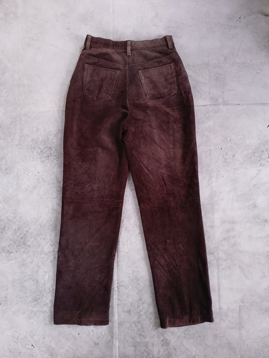 Y2K EXCHANGE Brown Suede Wide-Leg Pants