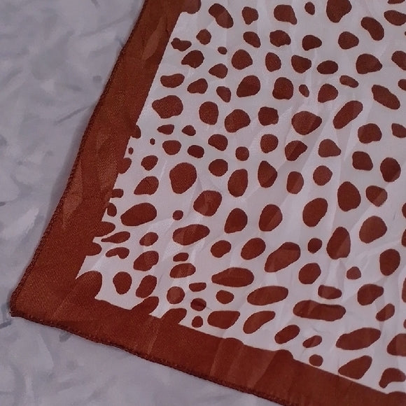 Vintage Brown & White Leopard Print Silk Neckerchief – 20” Square Animal Print S
