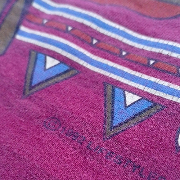 VINTAGE 1992 Grand Canyon Native/Indigenous Striped T-Shirt UNISEX
