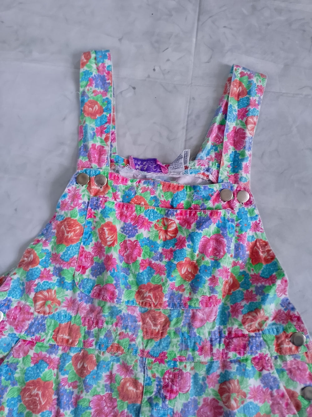 Vintage 90s Floral Print Short Overalls