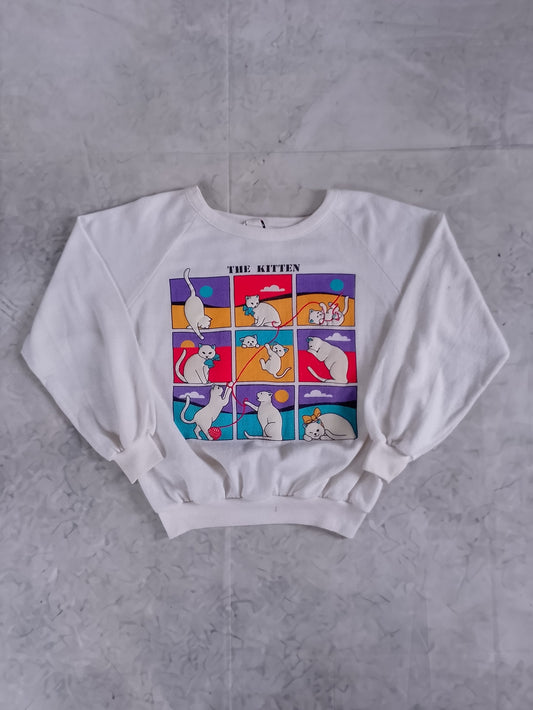 Vintage 90s White 'The Kitten' Graphic Sweatshirt UNISEX