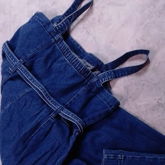 Stylish Modern Denim Overalls With Belt Workwear