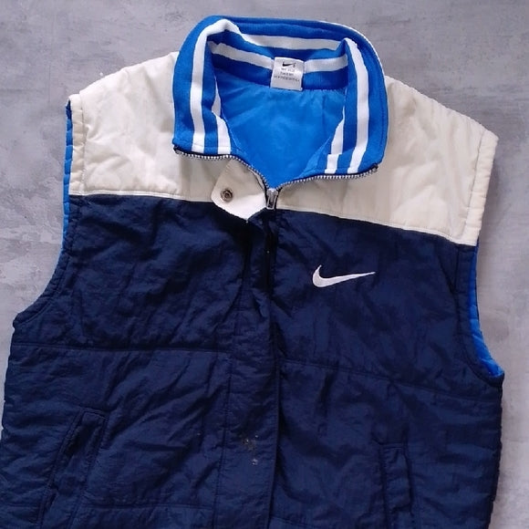 Vintage 90s NIKE Navy and White Sleeveless Vest Jacket