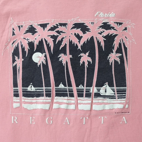Vintage 1989 ONEITA REGGATTA FLORIDA SUNSET Single Stitch Graphic T-SHIRT